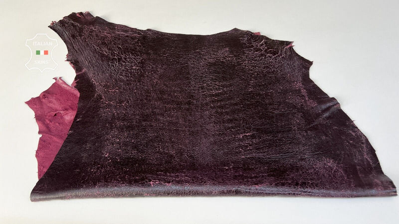 DARK PLUM CRACKLE VERY VINTAGE Soft Italian Lambskin leather 4+sqf 0.9mm #B8085