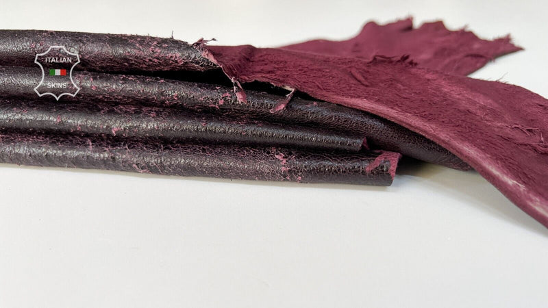 DARK PLUM CRACKLE VERY VINTAGE Soft Italian Lambskin leather 4+sqf 0.9mm #B8085