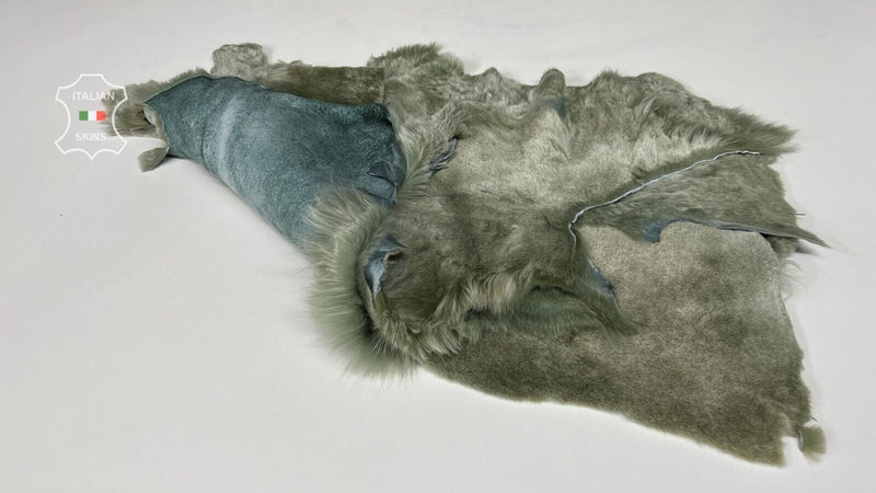 MINT GREEN sheepskin shearling fur hairy leather 4 skins total 19"X30" #B7236