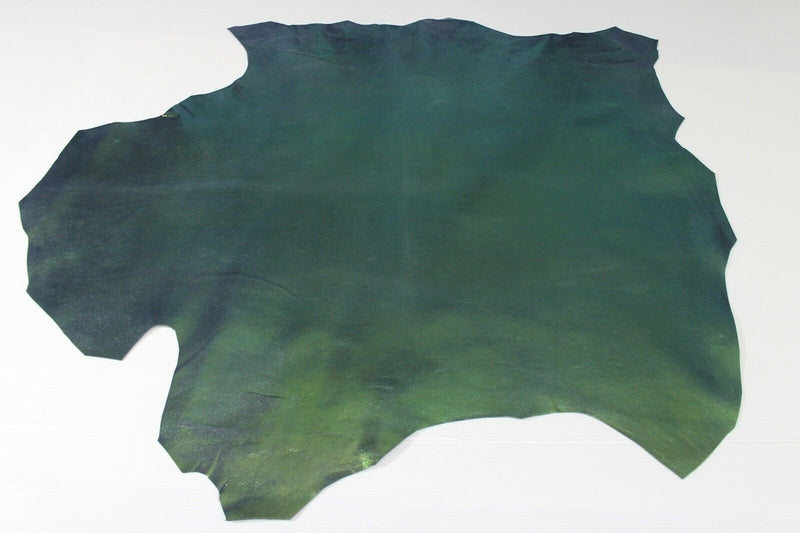 METALLIC HOLOGRAPHIC IRIDESCENT GREEN Italian CALF COW Leather skin 6sqf 1.0mm