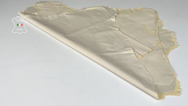 IVORY Thin Soft Stretch Italian Lambskin leather hide 4 skins 20sqf 0.6mm #B7648