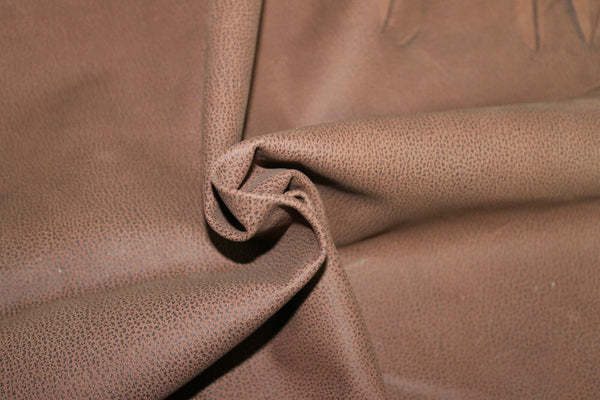 Lambskin  leather hide skin VTG ANTIQUED GRAINY NABUCK BROWN  4sqf