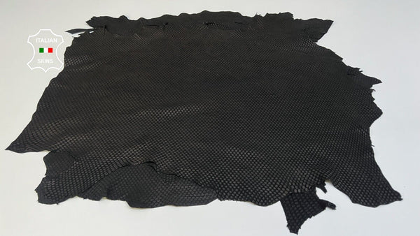 BLACK SNAKE SCALES PRINT TEXTURED  Lambskin leather 3 hides 15sqf 1.0mm #B5585