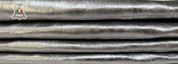 METALLIC STEEL TEXTURED Thick  Lambskin leather hide 2 skins 10+sqf 1.2mm #B6704