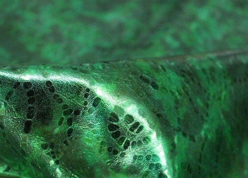METALLIC EMERALD GREEN DISTRESSED TEXTURED Italian CALF Leather skin 5sqf 0.9mm