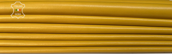 AMBER YELLOW Thin Soft Italian Lambskin Sheep leather 2 skins 16sqf 0.5mm #B7891