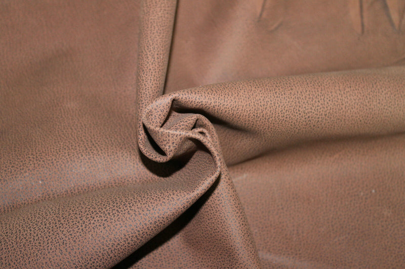 Lambskin  leather hide skin VTG ANTIQUED GRAINY NABUCK BROWN  5sqf