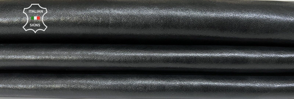 BLACK SHINY VEGETABLE TAN VINTAGE LOOK  Italian Lamb leather 6sqf 0.9mm #B6979