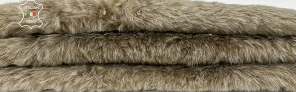 KHAKI DISTRESSED Short HAIR On sheepskin shearling fur leather 18"X22" #B7247