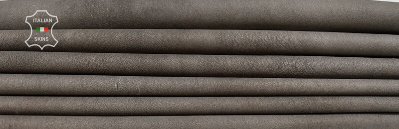 NATURAL GRAY ANTIQUED Soft Stretch Lambskin leather 2 skins 12sqf 0.7mm #B7134