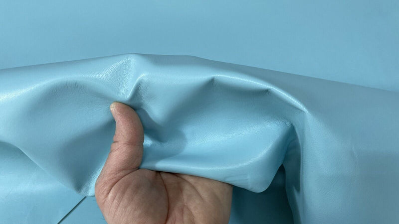 AZURE SKY BLUE Lambskin Lamb Sheep leather 2 skins total 12sqf 0.9mm #A8855