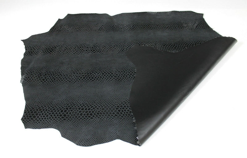 GREY BLACK shiny snake print Italian Lambskin leather skins 6sqf 0.7mm #A6159