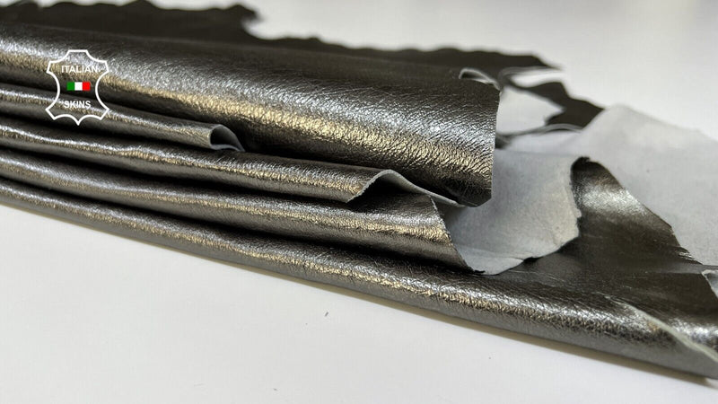 METALLIC PEWTER ROUGH Soft Italian Lambskin leather 2 skins 14sqf 0.7mm B6139