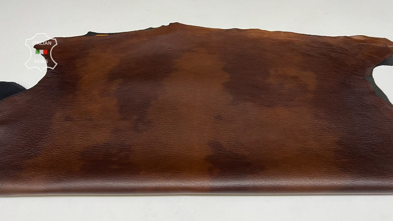 BROWN BACKED RUSTIC LOOK Italian STRETCH Lambskin leather hide 7+sqf 1.2mm B7441