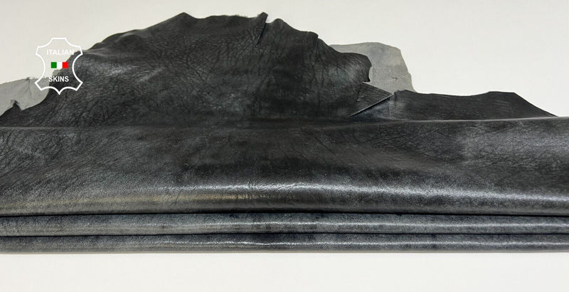 DARK GRAY ANTIQUED VEGETABLE TAN Soft Lambskin leather hides 8+sqf 0.9mm #B5281