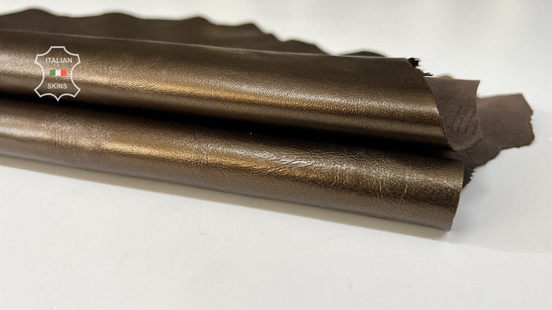 METALLIC SMOG BRONZE CRINKLED Italian Goatskin leather hides 6sqf 1.0mm #B7530