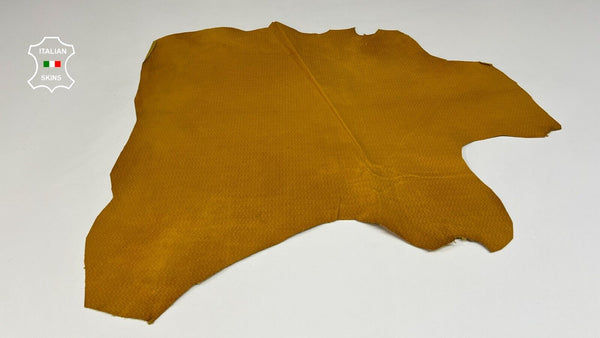 OCHRE YELLOW TEXTURED SHINY PRINT On Strong Goatskin Leather 4sqf 0.7mm #B9062