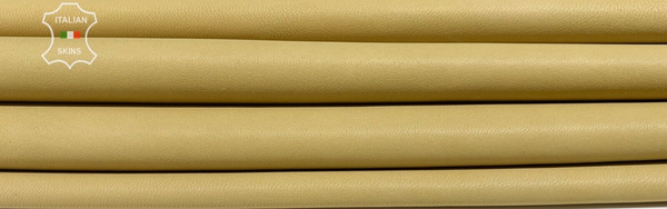 UNDYED WHEAT YELLOW CHROME Soft Italian Lambskin leather hides 7sqf 0.9mm #B8265