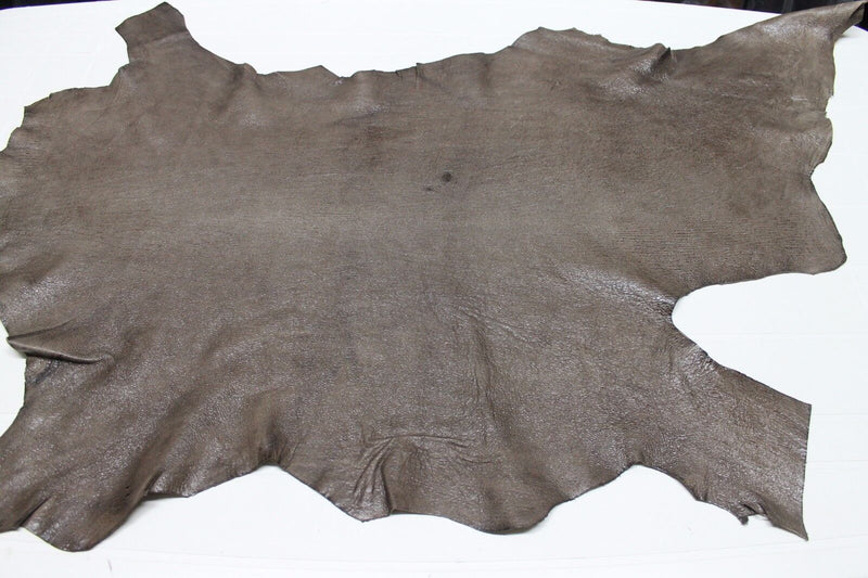 Italian Lambskin leather skin SHINY WALNUT BROWN CRINKLE DISTRESSED 6sqf #A2006