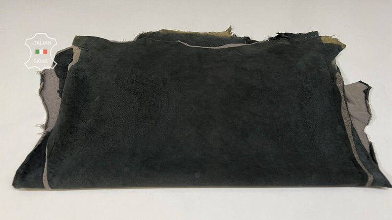 DARK TAUPE GRAY NUBUCK WASHED Stretch Lamb leather 2 skins 9+sqf 1.1mm #B7161