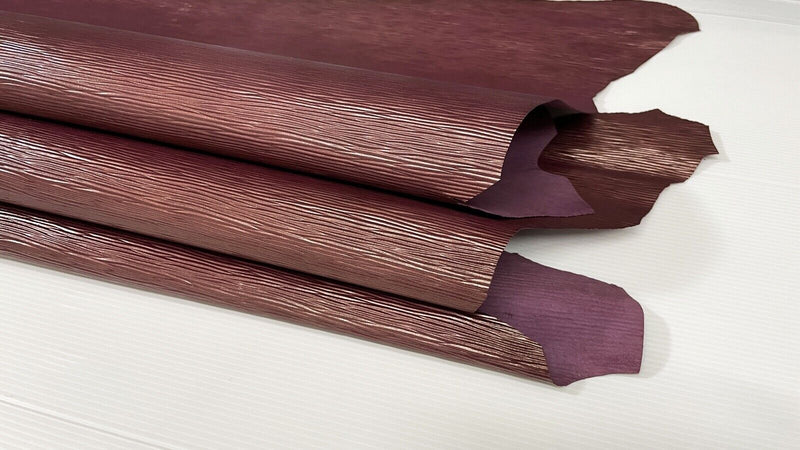 WINE EPI LV textured shiny strong Goatskin leather 2 skins 7sqf 0.8mm #A7425