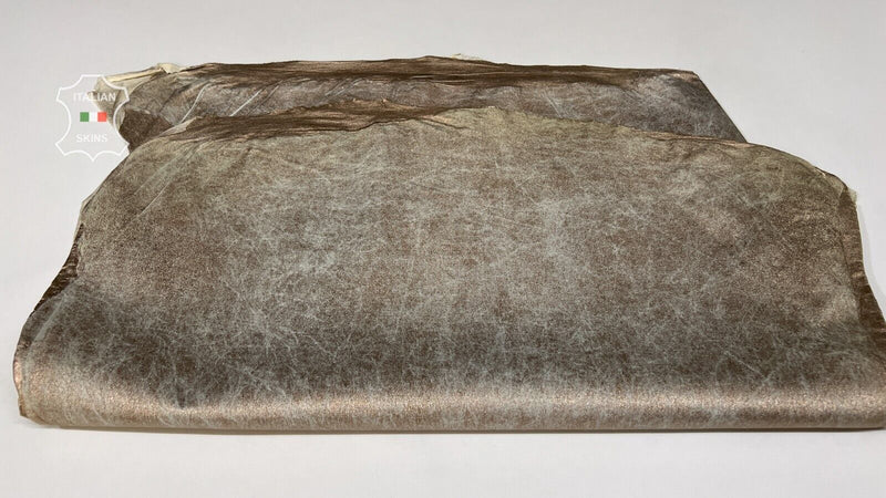 METALLIC COPPER VINTAGE LOOK Stretch Lamb leather 2 skins 10+sqf 0.6mm #B7156