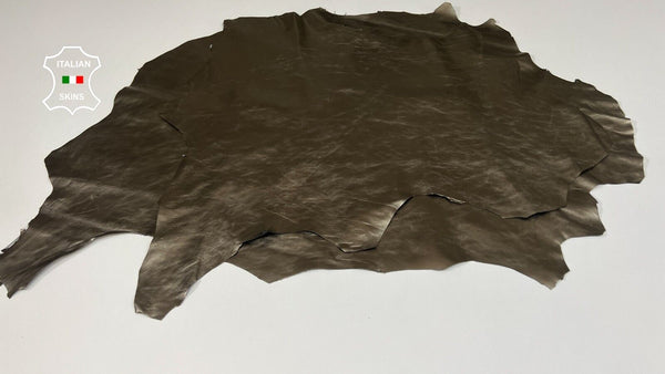 METALLIC SMOG BRONZE CRINKLED Goatskin leather hides 2 skins 10+sqf 0.8mm #B3640