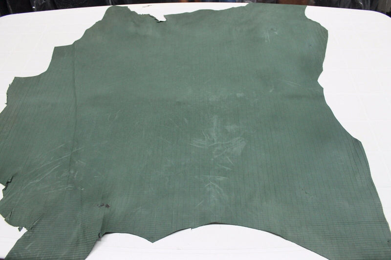 Italian CALF leather skin skins NUDE GREEN RECTANGLES PRINT 7sqf #A1966