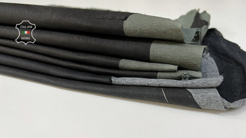 WASHED BLACK Thin Soft Italian Stretch Lamb leather 3 skins 13sqf 0.5mm B7140