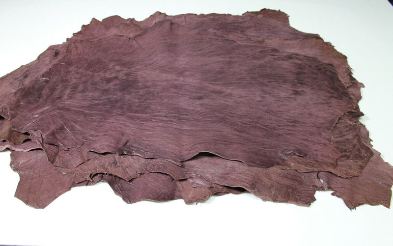 PLUM RAISIN textured antiqued vegetable tan Leather 8 skins 35sqf 1.1mm #A5169