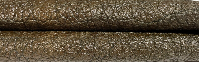 BUBBLY OLIVE BROWN Coated Thick Italian Lambskin leather skin 4sqf 2.5mm #B2391