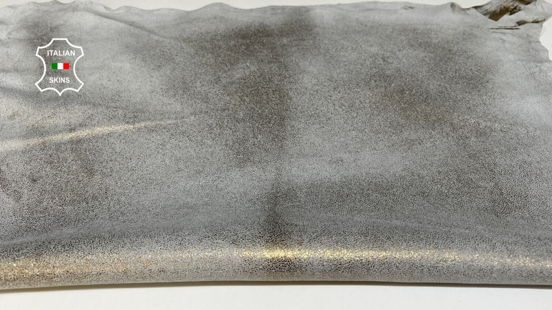 BRONZE CRACKED VINTAGE LOOK Italian Goatskin leather hides 6+sqf 0.9mm #B6133