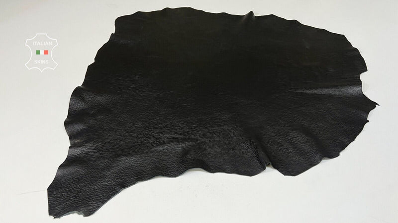 JET BLACK GRAINY Soft Italian Lambskin Sheep leather hides 6sqf 1.0mm #B7521