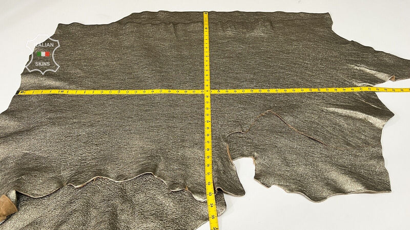 METALLIC PEWTER ROUGH Thick Soft Calfskin leather hide 2 skins 15sqf 1.6mm B7422