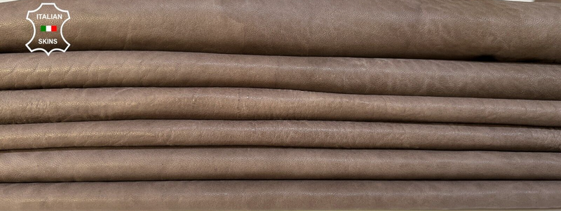 WALNUT BROWN VEGETABLE TAN Thick Italian Lamb leather 3 skins 18sqf 1.3mm #B8769