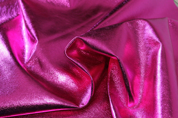Italian Lambskin leather hide skin pelt  METALLIC HOT PINK FUSCHIA FUCHSIA 8sqf
