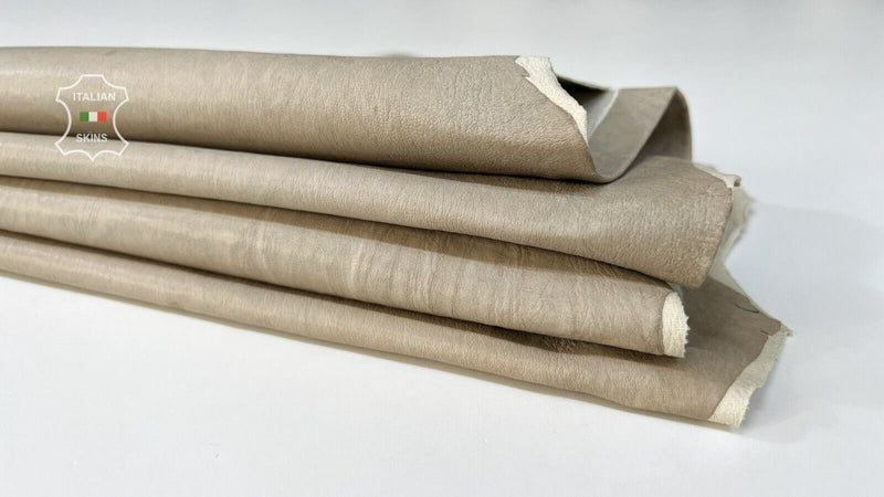 NATURAL KHAKI GRAY Thin Italian STRETCH Lamb leather 3 skins 10sqf 0.6mm #B7469