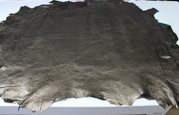 METALLIC CROCODILE BRONZE SMOKED Lambskin leather 10 skins 60sqf 0.7mm #A6629