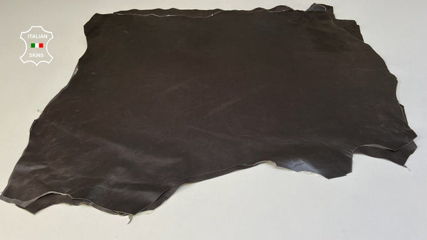 DARK BROWN COATED CRINKLED Italian Goatskin leather 2 skins 12+sqf 0.8mm #B9548