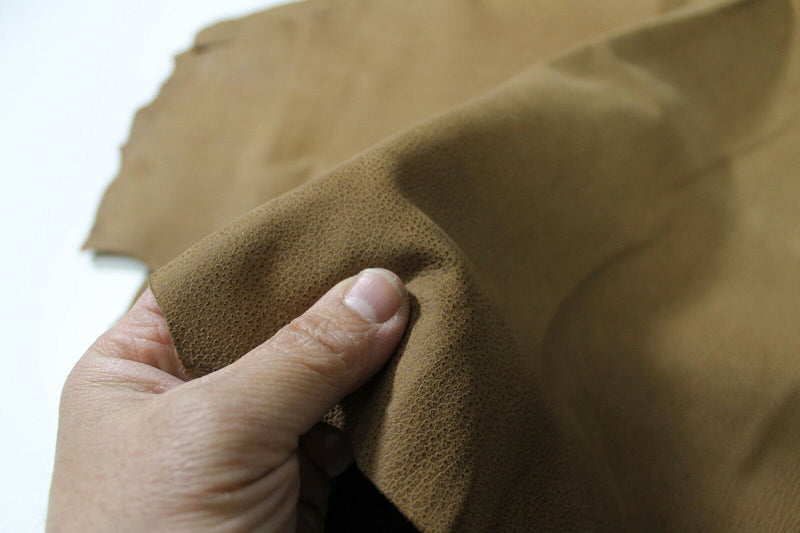 CAMEL DISTRESSED PEBBLED Italian Lambskin leather 2 skins 9sqf 0.5mm #A4851