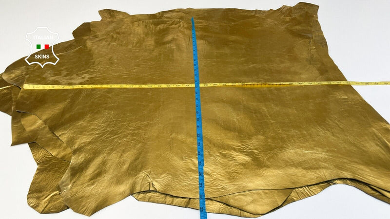 METALLIC GOLD CRINKLED COATED Soft Lambskin leather 5 skins 30sqf 0.6mm #B5480