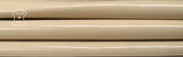 CREAM IVORY SHINY Strong Italian Goatskin Goat leather hides 4+sqf 0.7mm #B7534
