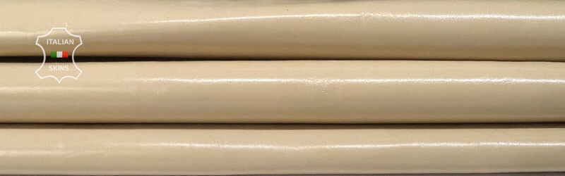 CREAM IVORY SHINY Strong Italian Goatskin Goat leather hides 4+sqf 0.7mm #B7534