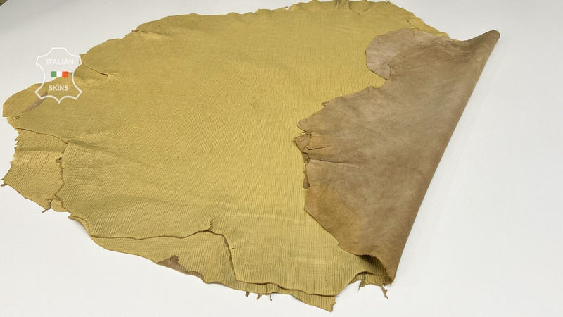 WHEAT YELLOW TEXTURED Soft Italian Lambskin leather 2 skins 18sqf 1.0mm #B8132