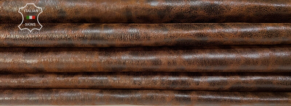 ANTIQUED BROWN VINTAGE LOOK STRETCH Lambskin leather 10 skins 45sqf 0.7mm #B7471
