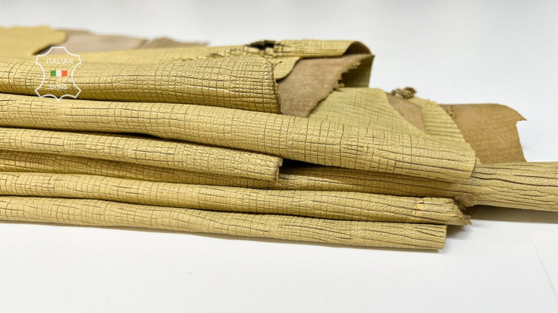 WHEAT YELLOW TEXTURED Soft Italian Lambskin leather 2 skins 18sqf 1.0mm #B8132