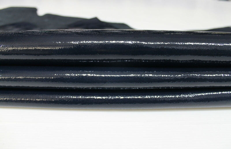 CRINKLE PATENT DARK BLUE Upholstery CALF cow Leather skin hide 11+sqf 1.1mm #P10