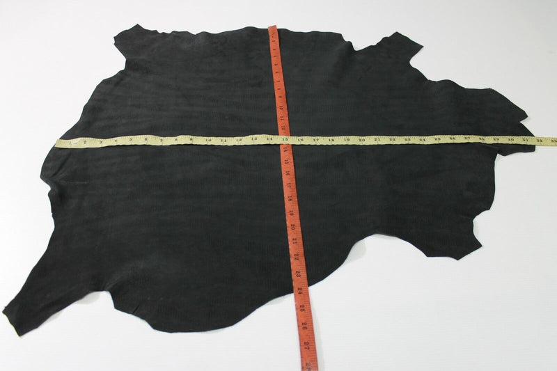 NABUCK ANTHRACITE BLACK textured Italian Lambskin leather skin 5sqf 1mm #A4369