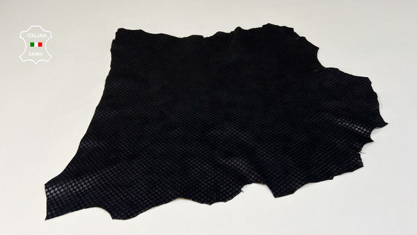 BLACK SUEDE FLOWERS PRINT ON Italian Goatskin Leather hides 2sqf 0.7mm #B9171