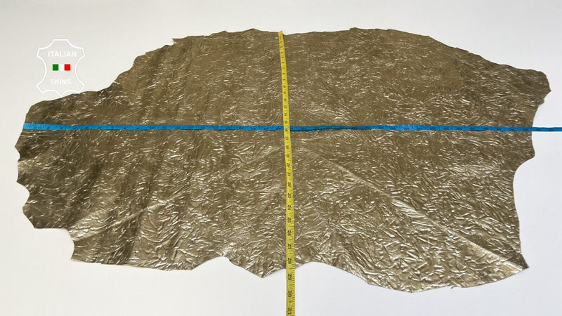 METALLIC LIGHT GOLD PLATINUM TEXTURED Thin Goatskin leather 7sqf 0.5mm #B5589